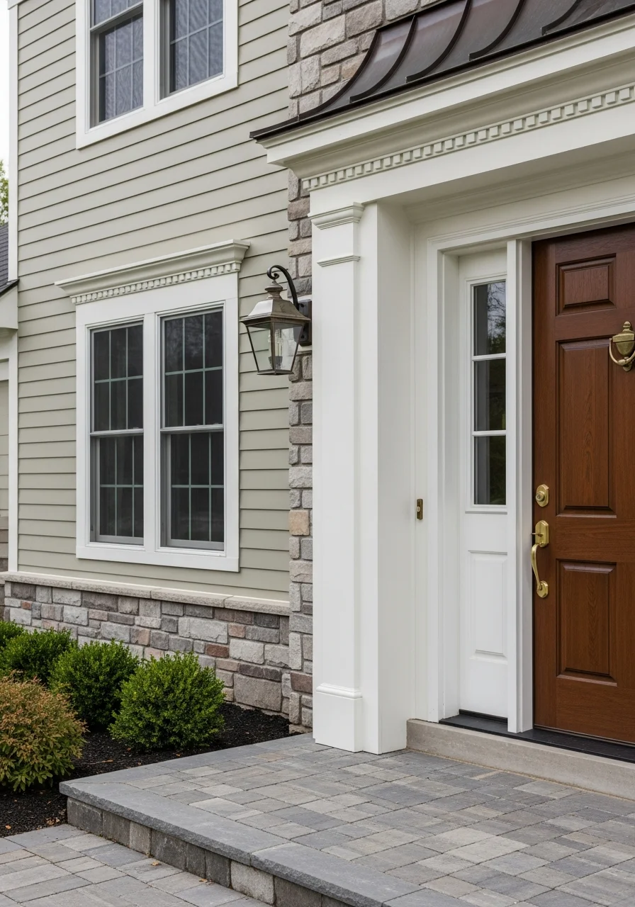 Detail of a Beachwood home's entrance showing premium finishes and quality craftsmanship.